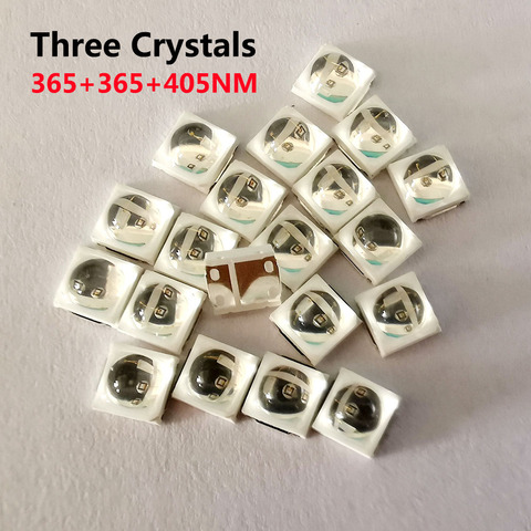 100 pièces 2W Epistar 365nm + 365nm + 405nm trois cristaux Diodes de LED perle de lampe à uv LED SMD5050 5054 lampe à LED pour Machine de soleil d'ongle ► Photo 1/6