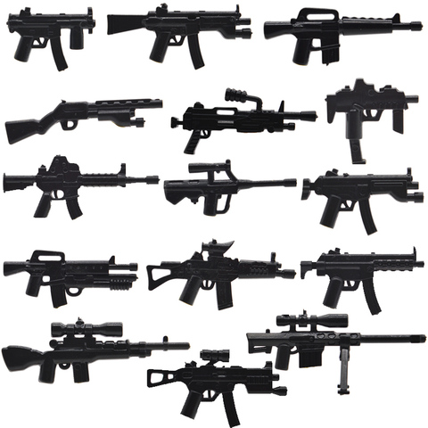 10 pcs/lot WW2 Armes À Feu Militaires MP5KS Armée Armes M249 SG552-S M4A1 M14A Partie Blocs De Construction Accessoires Jouets pour Enfants ► Photo 1/6