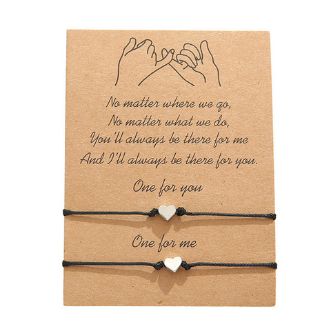 Pinky Couple de promesse, cordes rouges et noires, vente en gros, cœur porte-bonheur, cadeau de saint-valentin, Bracelets pour femme ► Photo 1/5