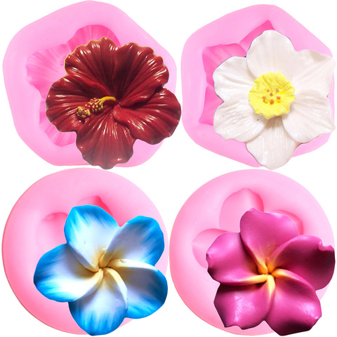 Plumeria moules à fleurs Silicone | Moules bricolage fleur de Rose Fondant, outils de décoration de gâteaux de fête, moules à chocolat et bonbons en argile ► Photo 1/6