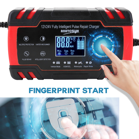 12V/24V chargeur de batterie de voiture entièrement automatique Intelligent charge rapide chargeur de réparation d'impulsion batterie au plomb sèche humide-charge ► Photo 1/6