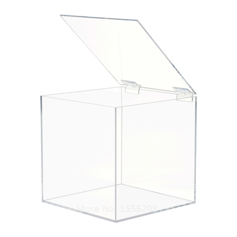 Boîte de rangement en plastique plexiglas, cube acrylique transparent pour cadeaux de mariage, organisateur à usage domestique et bureau ► Photo 1/2