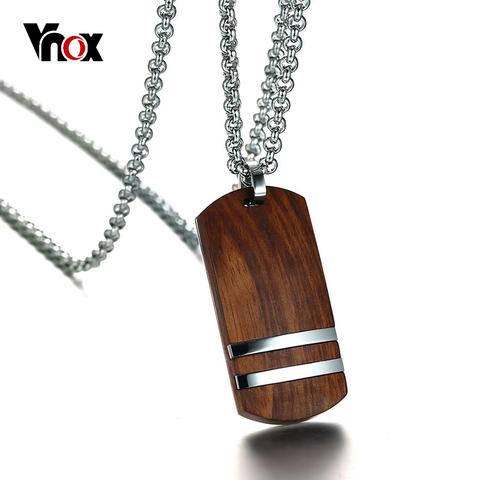 Vnox Top Rosewood Hommes Collier Unique Qualifié En Bois Pendentifs et Colliers Bijoux En Acier Inoxydable Chaîne Réglable 22-24