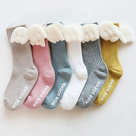 Nouveau-né bébé chaussettes ailes mince Type coton garçon fille équipage chaussettes enfants en vrac été mignon petits enfants chaussettes ► Photo 1/6