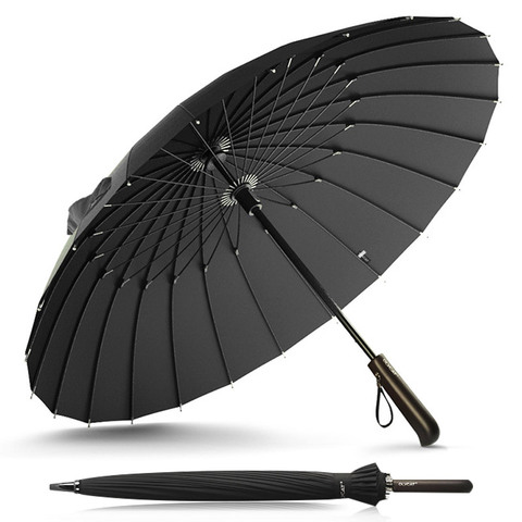 Parapluie pour hommes et femmes, poignée créative 24k, résistant au vent, haute qualité, pluie, Long Golf, fibre de verre, famille ► Photo 1/6