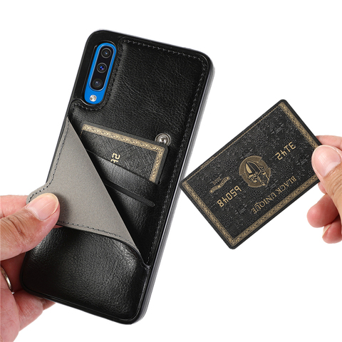 Coque avec porte-cartes, étui de crédit pour Samsung Galaxy A51 A71 A50 A30S A21S A30 A70 Note 10 S10 Lite S20 S9 S8 Plus ► Photo 1/6