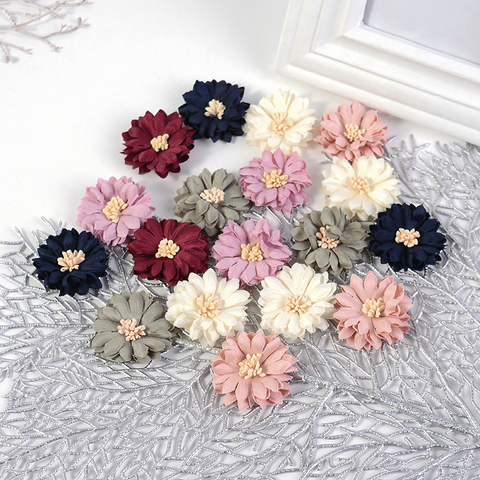 Têtes de fleurs de chrysanthème artificielles en soie, 4cm, 10 pièces, pour décoration de mariage, bricolage, Scrapbooking, accessoires artisanaux faits à la main ► Photo 1/6