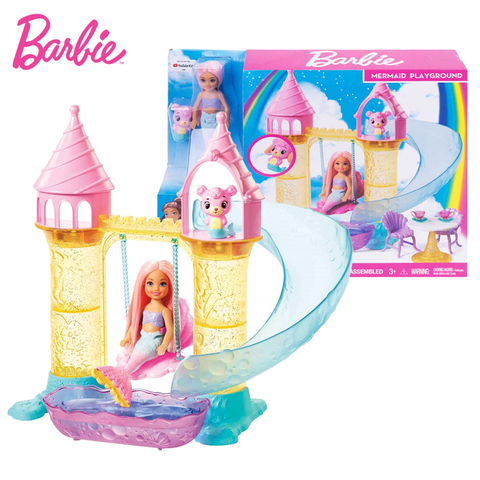 Jeu Original Barbie, petit château Chelsea sirène, ensemble de jouets pour enfants, accessoires de poupée pour filles, jouets de maison pour anniversaire ► Photo 1/1