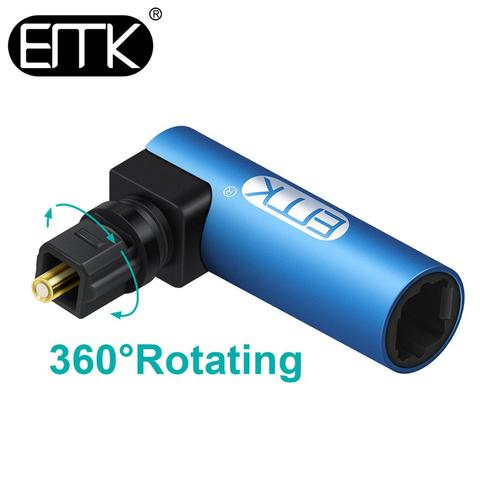 EMK câble Audio optique numérique à Angle droit SPDIF Toslink adaptateur optique à 90 degrés 360 pivotant pour haut-parleur Soundbox TV ► Photo 1/5