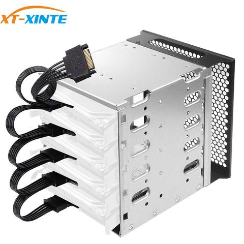 XT-XINTE cinq disques disque dur Cages 3.5 pouces disque dur boîte ordinateur stockage Expansion disque dur plateau Caddy w SATA câble ► Photo 1/6