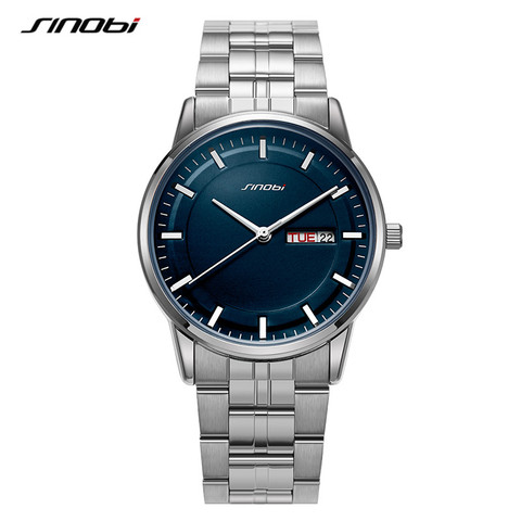 SINOBI haute qualité montre pour hommes marque de luxe affaires Quartz montre-bracelet mode en acier inoxydable sport horloge Relogio Masculino ► Photo 1/6