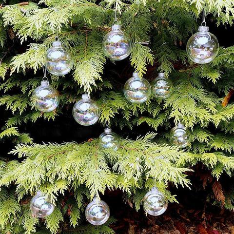 Boule suspendue en verre arbre de noël goutte ornements boule irisée sphère pendentif boule décoration boules de noël transparentes F5W5 ► Photo 1/1