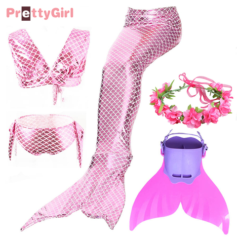 Brettygirl enfants natation queue de sirène pour filles maillot de bain Bikini maillot de bain robe sirène Cosplay Costume peut ajouter Monofin ► Photo 1/6