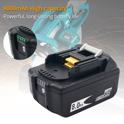 Dernière Version BL1880B BL1860 18V 8.0Ah batterie Rechargeable au Lithium-ion pour batterie Makita BL1815 BL1830 BL1840 LXT400 BL1850 ► Photo 1/6