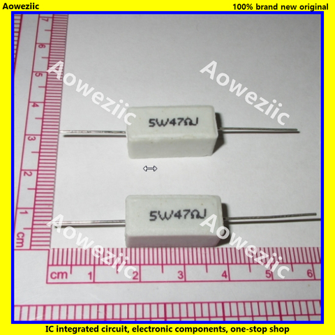 Résistance horizontale en ciment RX27 5W 47 ohm 47R 47RJ 5W47RJ, précision en céramique 5%, 10 pièces ► Photo 1/1