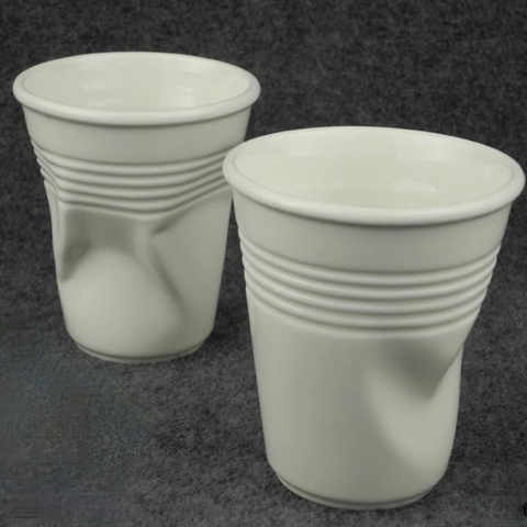 Tasse à eau froissée créative de 300ml, tasse à café en porcelaine courte en céramique de haute qualité, tasse à thé au lait pour petit déjeuner ► Photo 1/3