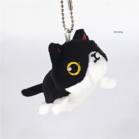 7CM Env. Chat noir en peluche en peluche, porte-clés cadeau poupée en peluche ► Photo 1/6