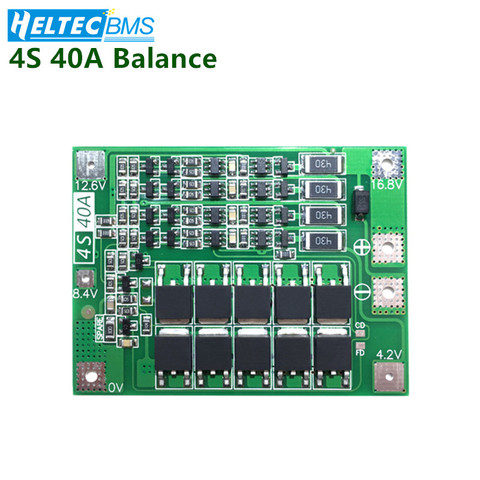 Système de gestion de batterie de panneau de protection de batterie au Lithium de 4S 40A BMS avec l'équilibre 14.8V 16.8V 18650 BMS Lifepo4 pour le moteur de perceuse ► Photo 1/2