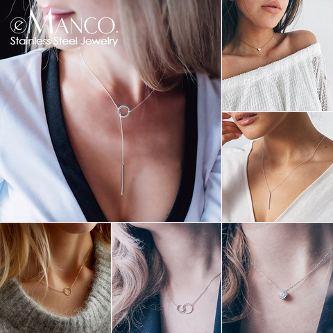 Collier en acier inoxydable pour femmes, pendentif avec initiale de nom personnalisé, collier ras du cou à couches ► Photo 1/5