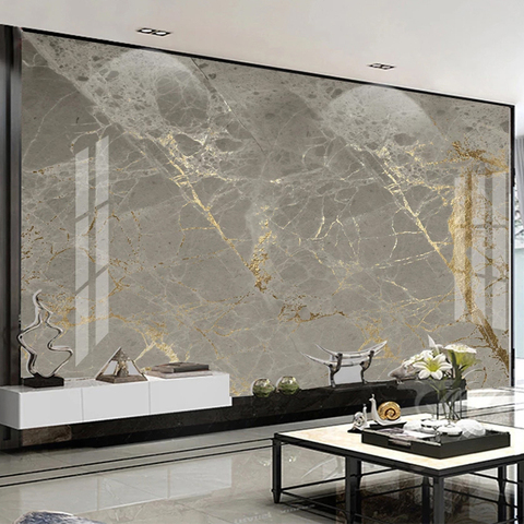 Papier peint 3D personnalisé moderne gris doré marbre, décoration murale De luxe pour salon TV canapé maison ► Photo 1/6