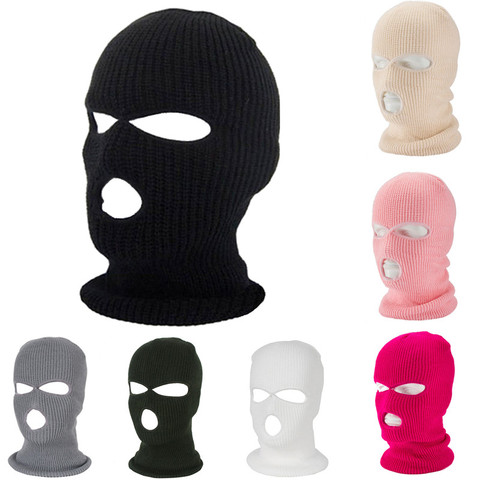 Masque de couverture complète 3 trous cagoule tricot chapeau armée tactique CS hiver Ski cyclisme masque Beanie chapeau écharpe chaud masques ► Photo 1/6