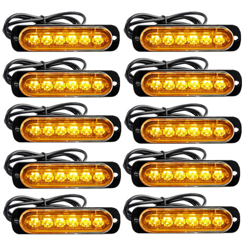 Stroboscopes lumineux pour camion, 10 pièces, ambre 24v LED, 12v LED, éclairage de voiture, signalisation d'urgence, feux de danger pour remorque, Flash ► Photo 1/6