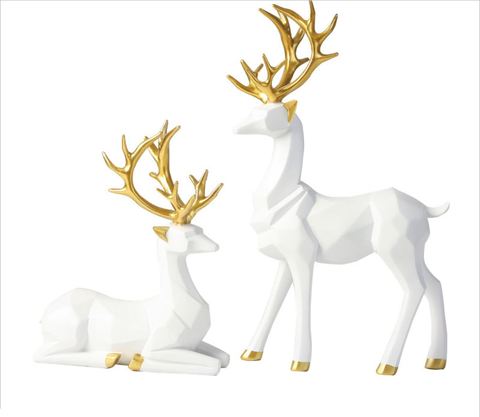 2 pièces noël renne Figurines Style nordique petite résine assis debout cerf Statues pour Décor de bureau à domicile résine synthétique ► Photo 1/6