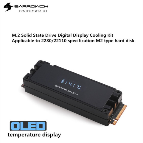 Barrowch-dissipateur thermique pour ordinateur SSD, Kit de refroidissement, radiateur pour ordinateur SSD de 2280/22110 M, affichage de température, FBM2TZ-01 ► Photo 1/3