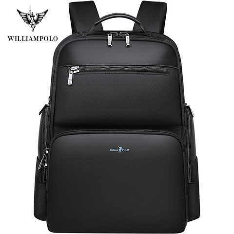 Williampolo nouveau Anti-voleur mode hommes sac à dos multifonctionnel étanche 15.6 pouces pochette d'ordinateur homme USB charge sac de voyage ► Photo 1/6