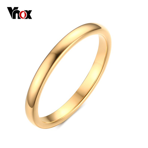 Vnox mignon femmes couleur or anneaux à la mode 2 mm carbure de tungstène bandes de mariage pour les femmes bijoux ► Photo 1/6