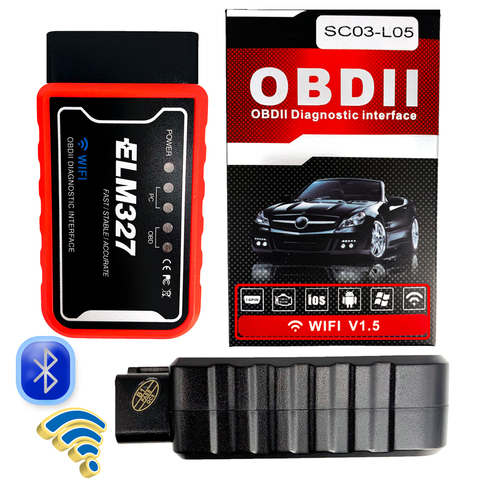 for launch Bluetooth ELM327 Scanner WIFI V1.5 ELM 327 PIC18F25K80 Version 1.5 OBD2/OBDII pour Android couple Scanner de Code de voiture ► Photo 1/6