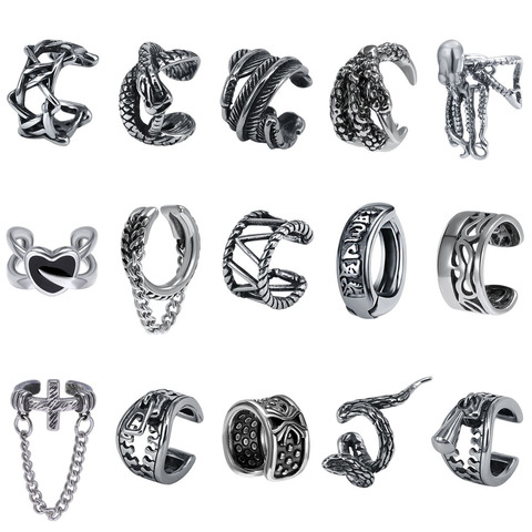 ZS – boucles d'oreilles Punk en acier inoxydable, 2 pièces, sans Piercing, Clip Non percé, manchettes pour femmes et hommes, faux Piercing ► Photo 1/6