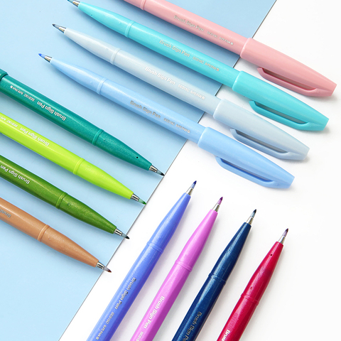 Stylo marqueur couleur nouvelle 12 pièces/ensemble Pentel, peinture, fournitures de papeterie scolaire pour Scrapbooking, vente en gros ► Photo 1/6