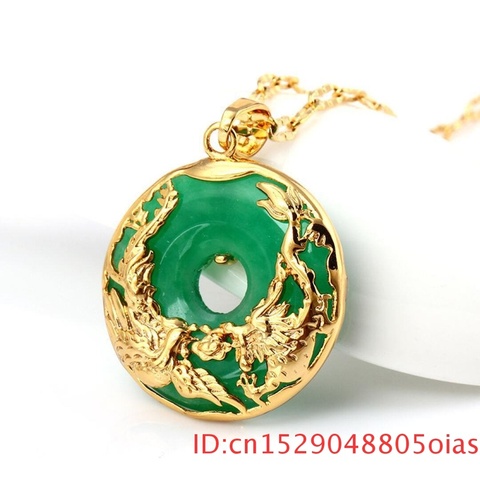 Naturel vert Hetian Jade pendentif 925 argent dragon phoenix collier chinois jadéite amulette mode breloque bijoux cadeaux ► Photo 1/5