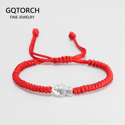 Bracelets porte-bonheur pour femmes, petits poissons, corde rouge, fil réglable, nœuds extensibles faits à la main, meilleur ami ► Photo 1/6