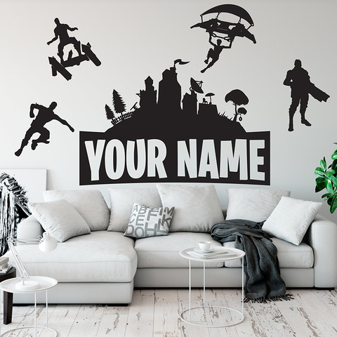 Nom personnalisé Stickers muraux garçons salle de jeu vinyle décalque enfants chambre mur décor Gamer chambre décoration accessoires château ► Photo 1/5