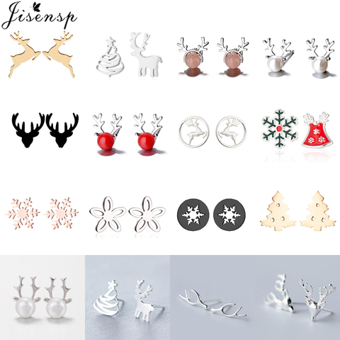 Jisensp – boucles d'oreilles de noël pour femmes et enfants, accessoires de bijoux mignons, cloche d'arbre, cerf de dessin animé, cadeaux de noël ► Photo 1/6