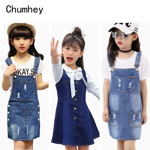 3-12 t Filles Robe bébé Filles Jarretelles Robes Vêtements Bébé Jeans Robe D'été Bretelles Denim Salopettes Occasionnels Enfants vêtements ► Photo 1/6