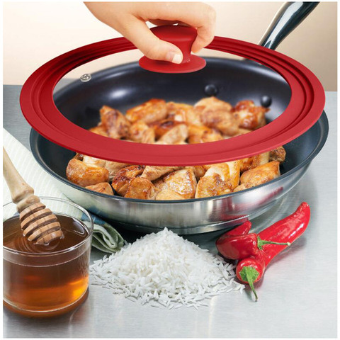 28-30-32cm poêle avec couvercle couvercle en verre couvercle de la poêle Wok couvercle pour la poêle couvre couvercle de la casserole ronde en verre couvercle de la casserole en verre Silicone ► Photo 1/6