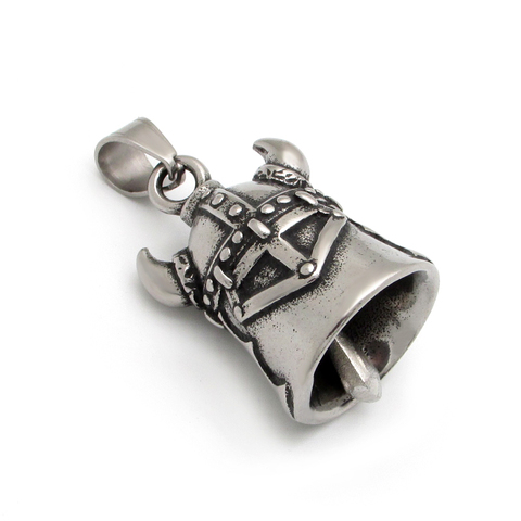 Pendentif de casque de motard Punk 316L en acier inoxydable, couleur argent et noir, Viking Warrior, des deux côtés, cloche, bijoux, livraison gratuite ► Photo 1/6