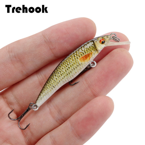 TREHOOK 5cm 2.6g Mini manivelle Minnow leurres flottants Wobblers leurre de pêche dur réaliste appât artificiel brochet leurre noir méné ► Photo 1/6