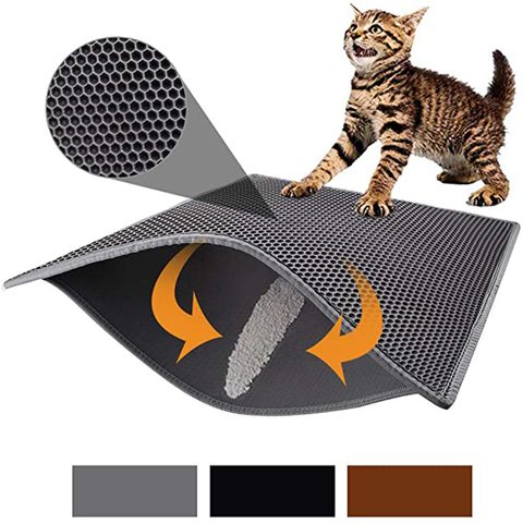 Livraison gratuite Tapis de litière pour chat de compagnie imperméable EVA Double couche litière pour chat piégeage litière pour animaux de compagnie tapis tapis de protection propre produits pour chats accessoires ► Photo 1/6