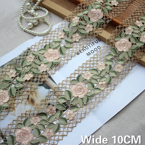 10CM de large élégant vert coton Polyester Venise dentelle 3d Rose fleurs broderie ruban vêtement maison rideaux couture robe décor ► Photo 1/5