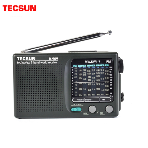 TECSUN R-909 fm/mw/sw 9 bandes bande mondiale récepteur Radio Ultra-mince Portable Radio antenne fm ► Photo 1/6
