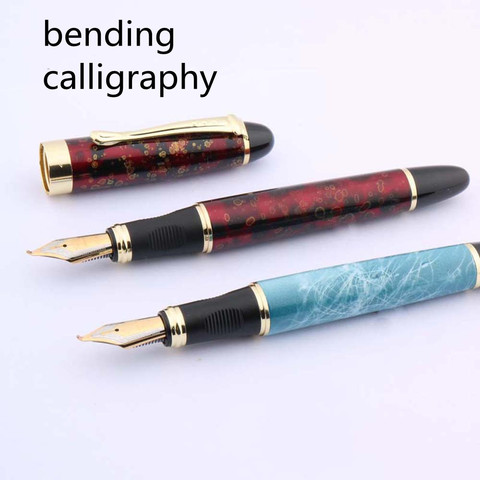 JINHAO X450 calligraphie plume de pliage bleu marbre gris glace fleur rouge foncé noir doré stylo plume ► Photo 1/6