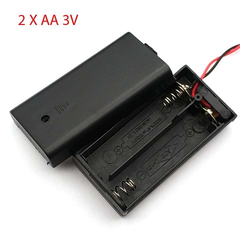 2 AA porte-batterie Box Base Socket Avec Fils, Interrupteur et Couvercle, Support de Batterie ► Photo 1/4