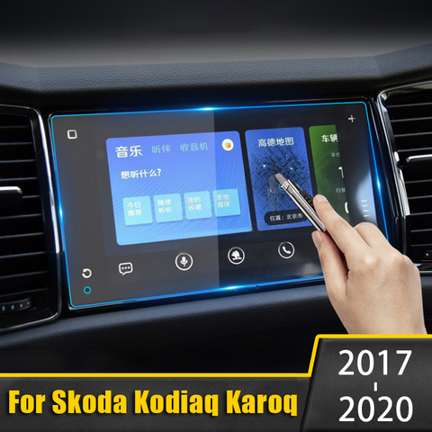 Protecteur d'écran tactile pour Skoda kodiaqkaroq, Film autocollant en verre trempé pour écran de Navigation de voiture, 2017 2022 ► Photo 1/6