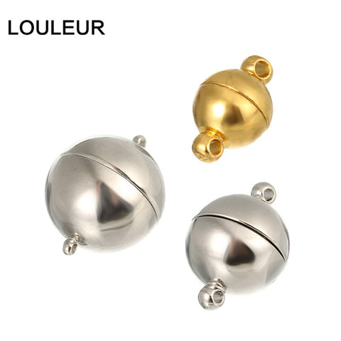 Fermoirs magnétiques solides ronds en forme de boule, adaptés aux Bracelets de 6 8 10 12 14 16mm, fermoirs d'extrémité en Rhodium pour la fabrication de bijoux, 10 ensembles/lot ► Photo 1/6