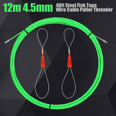 Dispositif de Guide d'extracteur de poussée d'enfileur de fil de câble électrique de Fiber de verre verte de bande de Fiber de verre Durable + attache de 2 pièces 12m x 4.5mm ► Photo 1/6