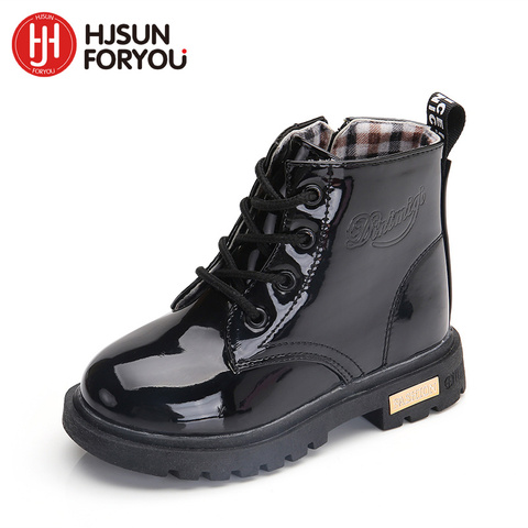 2022 nouveau hiver enfants chaussures PU cuir imperméable Martin bottes enfants bottes de neige marque filles garçons bottes en caoutchouc mode baskets ► Photo 1/6